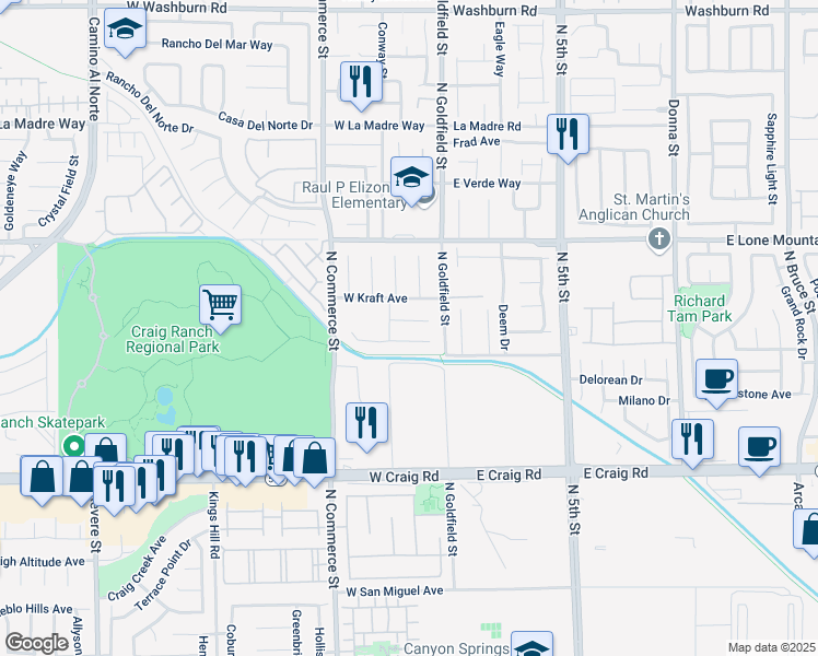 map of restaurants, bars, coffee shops, grocery stores, and more near 41 Hoke Edward Court in North Las Vegas