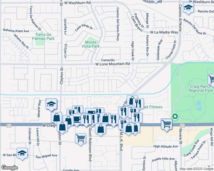 map of restaurants, bars, coffee shops, grocery stores, and more near 4633 Fragrant Street in North Las Vegas