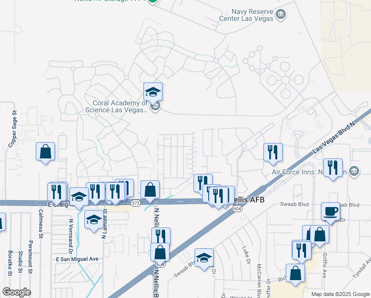 map of restaurants, bars, coffee shops, grocery stores, and more near 4612 Townwall Street in Las Vegas