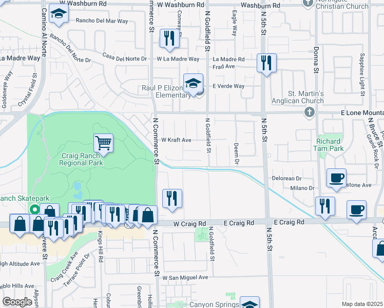 map of restaurants, bars, coffee shops, grocery stores, and more near 41 Hoke Edward Court in North Las Vegas