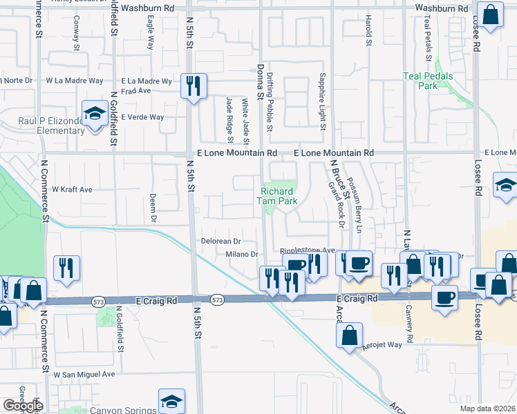 map of restaurants, bars, coffee shops, grocery stores, and more near 4624 Ventana Rey St in North Las Vegas