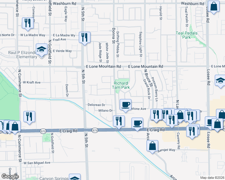 map of restaurants, bars, coffee shops, grocery stores, and more near 4624 Ventana Rey Street in North Las Vegas