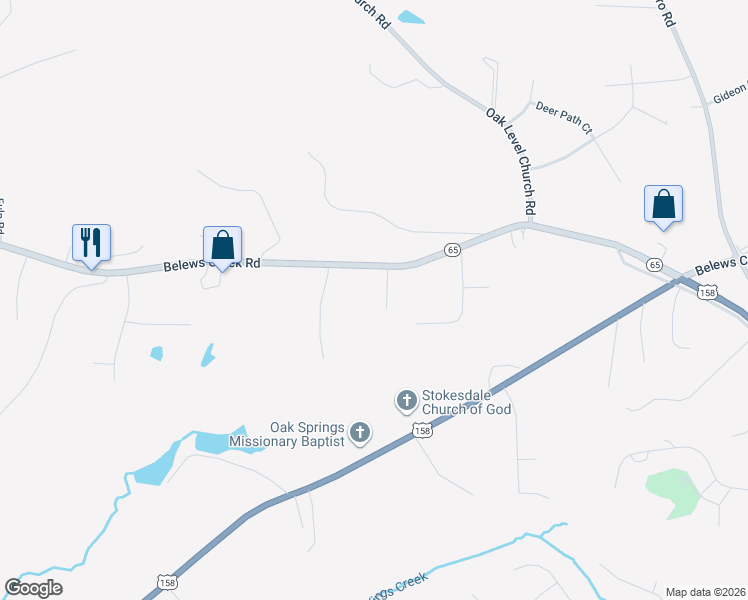 map of restaurants, bars, coffee shops, grocery stores, and more near 8507 Grace Meadows Court in Stokesdale