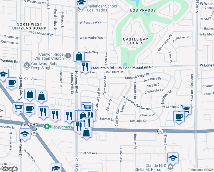 map of restaurants, bars, coffee shops, grocery stores, and more near 4617 Mancilla Street in Las Vegas