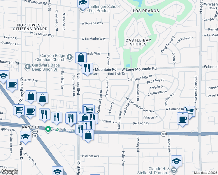 map of restaurants, bars, coffee shops, grocery stores, and more near 4617 Mancilla Street in Las Vegas