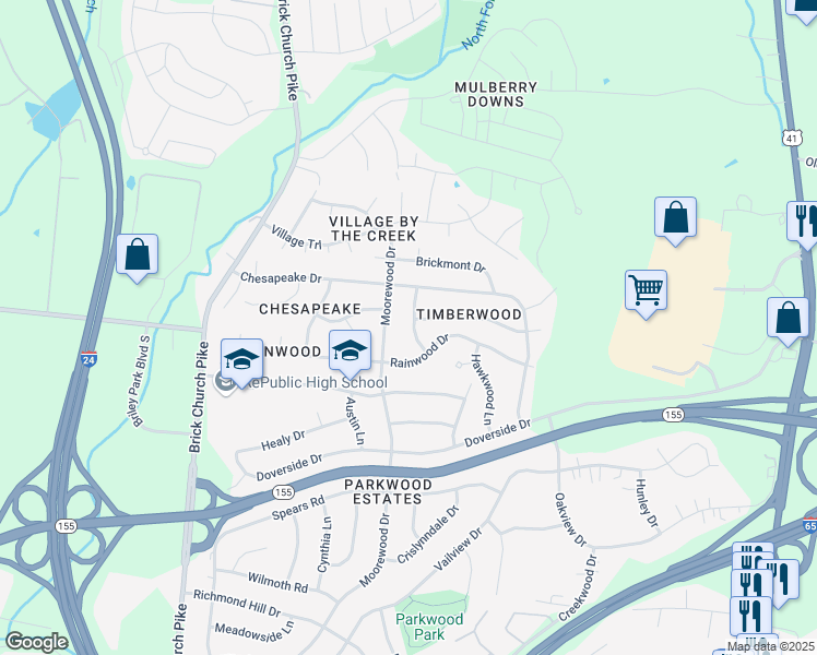 map of restaurants, bars, coffee shops, grocery stores, and more near 3028 Barbara Lynn Way in Nashville