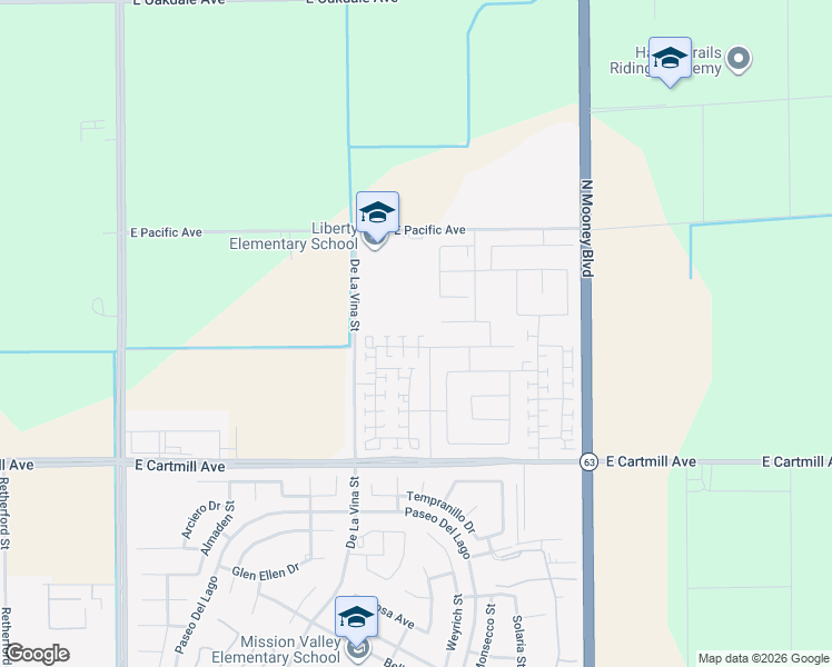map of restaurants, bars, coffee shops, grocery stores, and more near Unnamed Road in Tulare