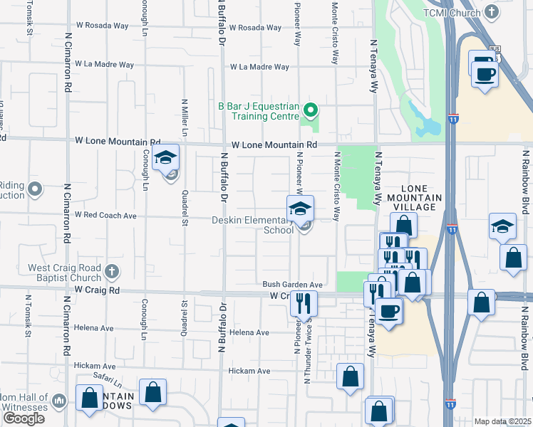 map of restaurants, bars, coffee shops, grocery stores, and more near 7461 Tahoe Basin Drive in Las Vegas