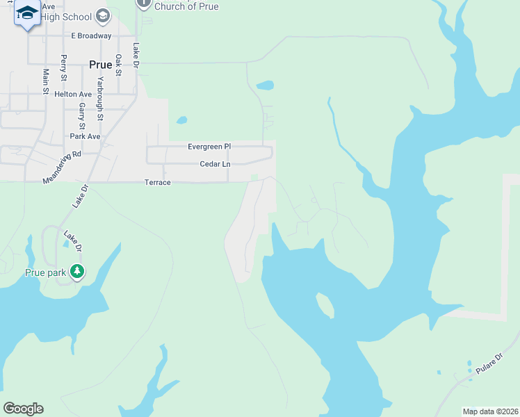 map of restaurants, bars, coffee shops, grocery stores, and more near 2 Scenic Lane in Prue