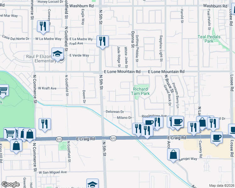 map of restaurants, bars, coffee shops, grocery stores, and more near 4628 Cantina Rey Street in North Las Vegas