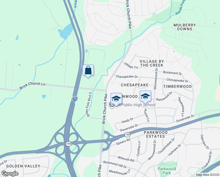 map of restaurants, bars, coffee shops, grocery stores, and more near 3409 Brick Church Pike in Nashville