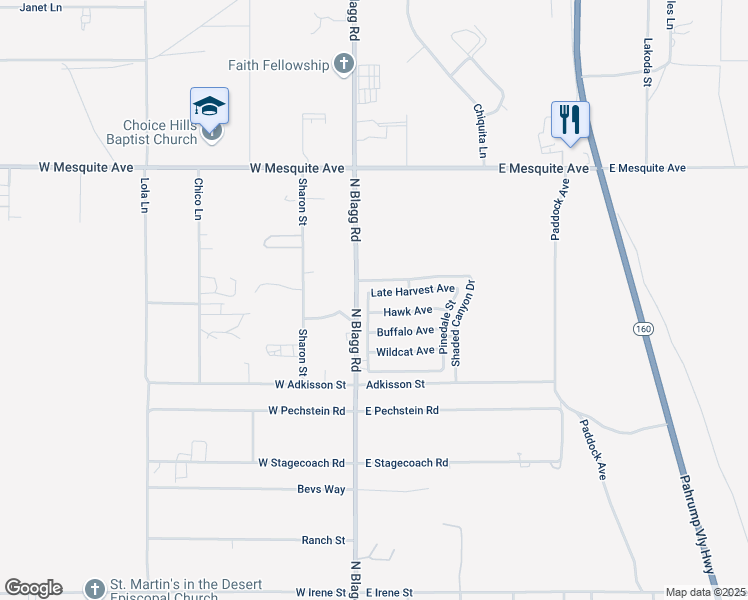 map of restaurants, bars, coffee shops, grocery stores, and more near 1700 Outlaw Street in Pahrump