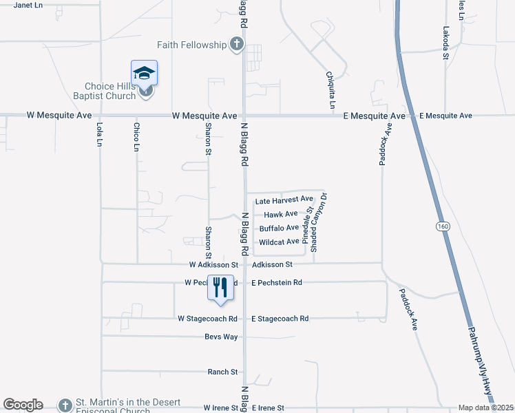 map of restaurants, bars, coffee shops, grocery stores, and more near 37 Late Harvest Avenue in Pahrump