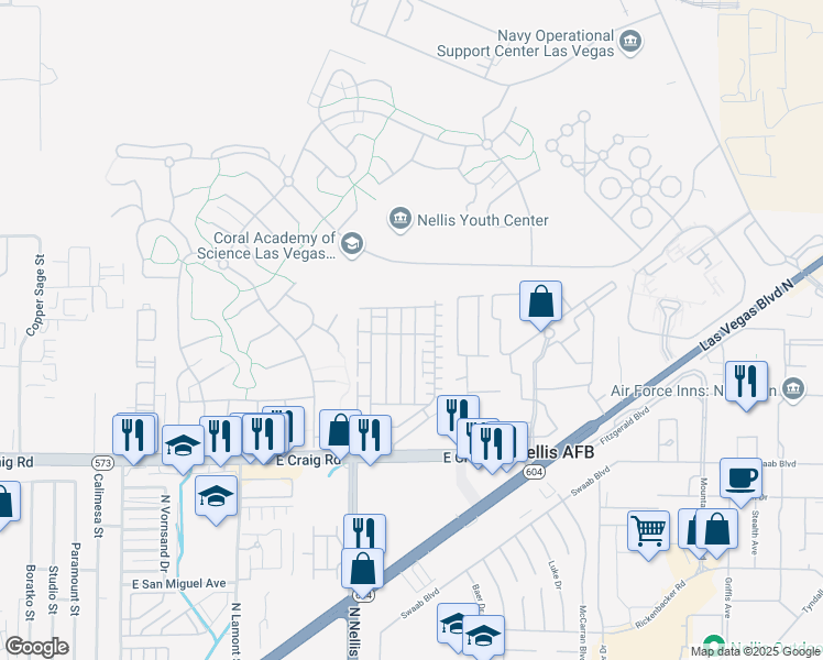 map of restaurants, bars, coffee shops, grocery stores, and more near 4625 Townwall Street in Las Vegas