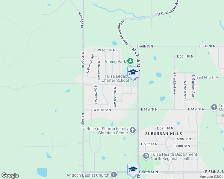 map of restaurants, bars, coffee shops, grocery stores, and more near 109 West 62nd Place North in Tulsa