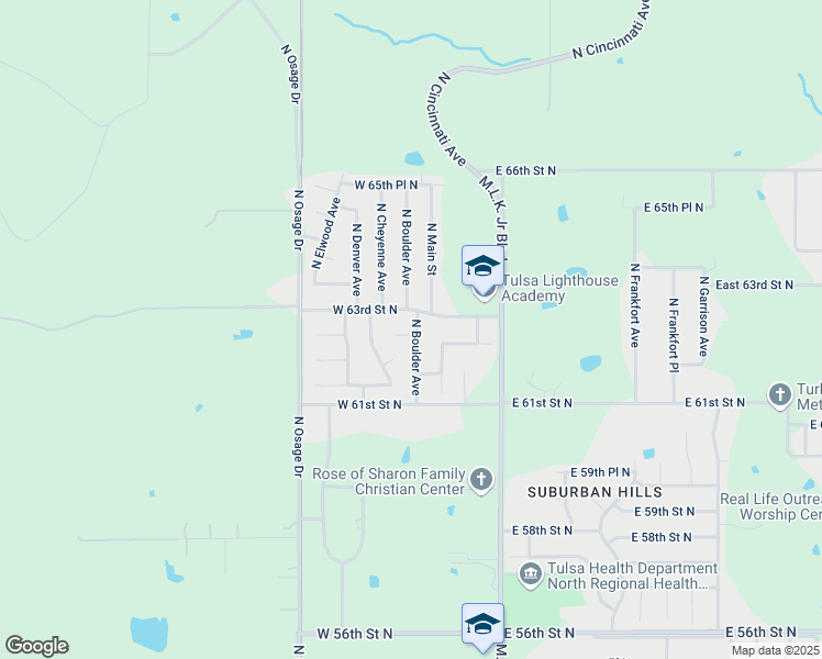 map of restaurants, bars, coffee shops, grocery stores, and more near 103 West 62nd Place North in Tulsa