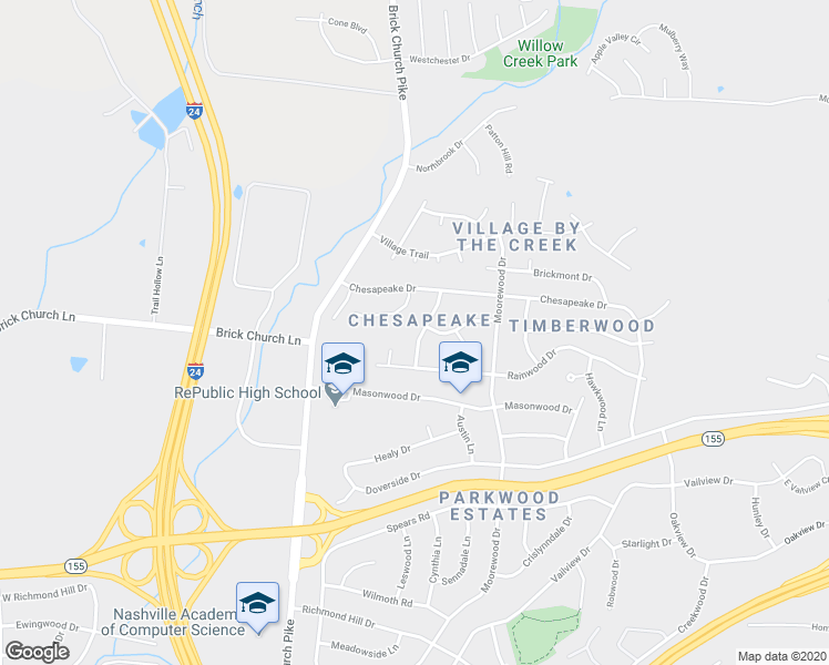 map of restaurants, bars, coffee shops, grocery stores, and more near 3224 Woodstock Dr in Nashville