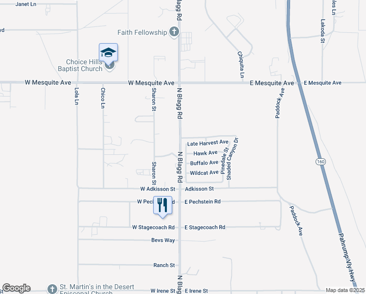 map of restaurants, bars, coffee shops, grocery stores, and more near 1700 Outlaw Street in Pahrump