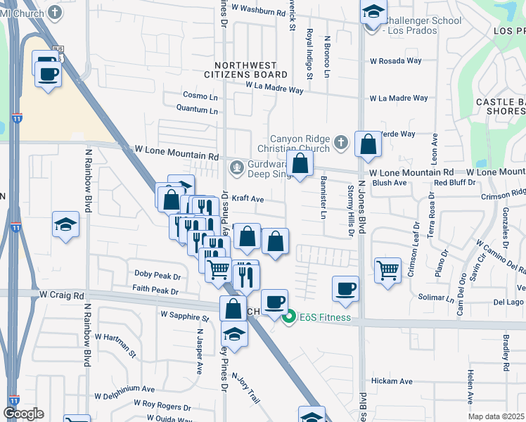 map of restaurants, bars, coffee shops, grocery stores, and more near 6272 Chimney Wood Avenue in Las Vegas