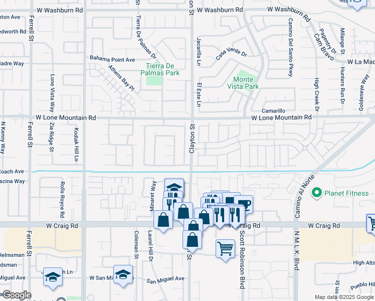map of restaurants, bars, coffee shops, grocery stores, and more near 4640 North Mountain Snow Street in North Las Vegas