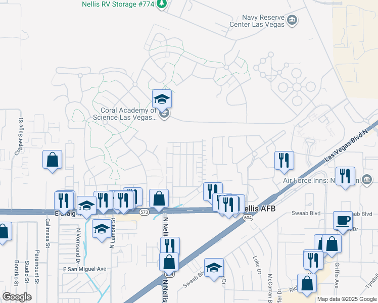 map of restaurants, bars, coffee shops, grocery stores, and more near 4628 Woolcomber Street in Las Vegas