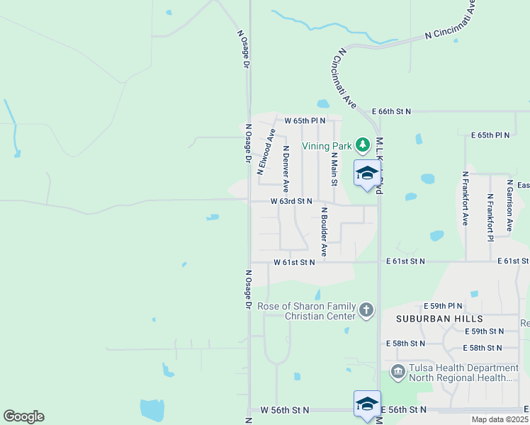 map of restaurants, bars, coffee shops, grocery stores, and more near 311 West 62nd Place North in Tulsa