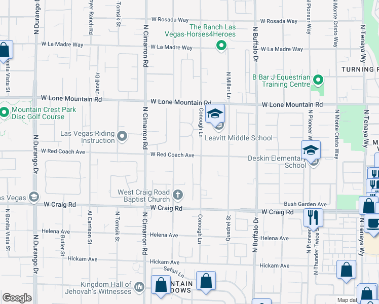 map of restaurants, bars, coffee shops, grocery stores, and more near 4619 Bird View Ct in Las Vegas