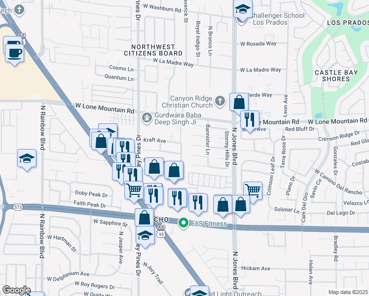 map of restaurants, bars, coffee shops, grocery stores, and more near 4624 Windy Hollow Street in Las Vegas