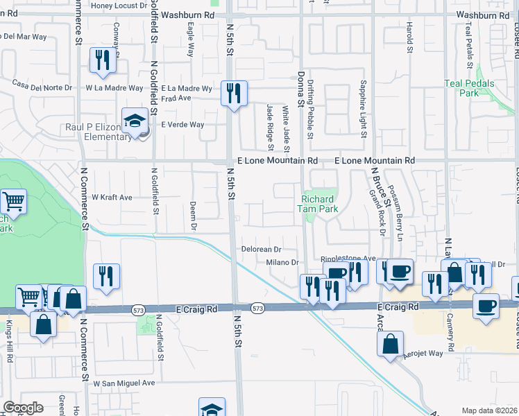 map of restaurants, bars, coffee shops, grocery stores, and more near 4628 Cantina Rey Street in North Las Vegas