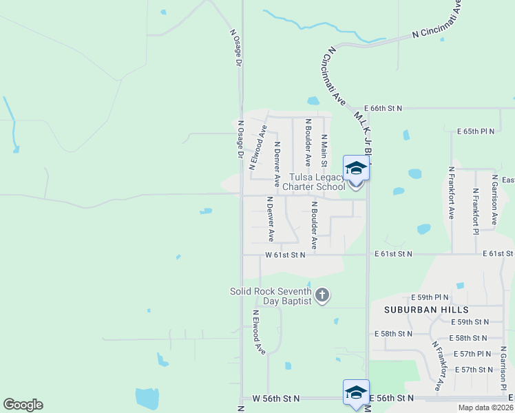 map of restaurants, bars, coffee shops, grocery stores, and more near 311 West 62nd Place North in Tulsa