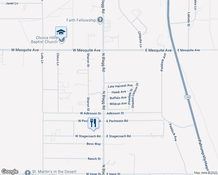 map of restaurants, bars, coffee shops, grocery stores, and more near 37 Late Harvest Avenue in Pahrump