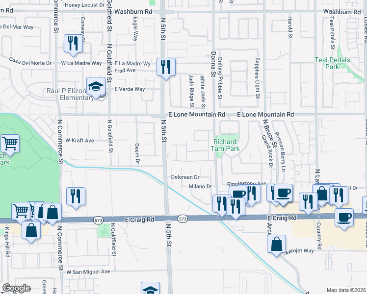 map of restaurants, bars, coffee shops, grocery stores, and more near 4628 Cantina Rey Street in North Las Vegas