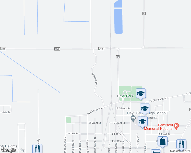 map of restaurants, bars, coffee shops, grocery stores, and more near 1301 North Oates Drive in Hayti