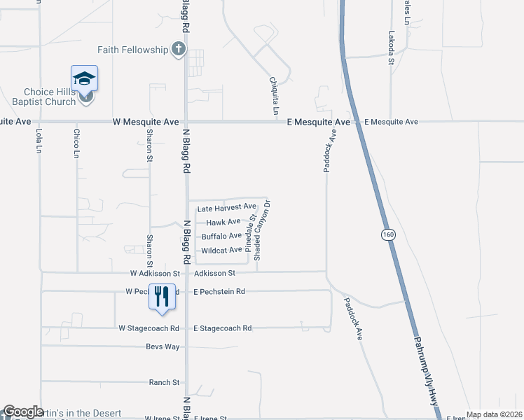 map of restaurants, bars, coffee shops, grocery stores, and more near 1701 Pinedale Street in Pahrump