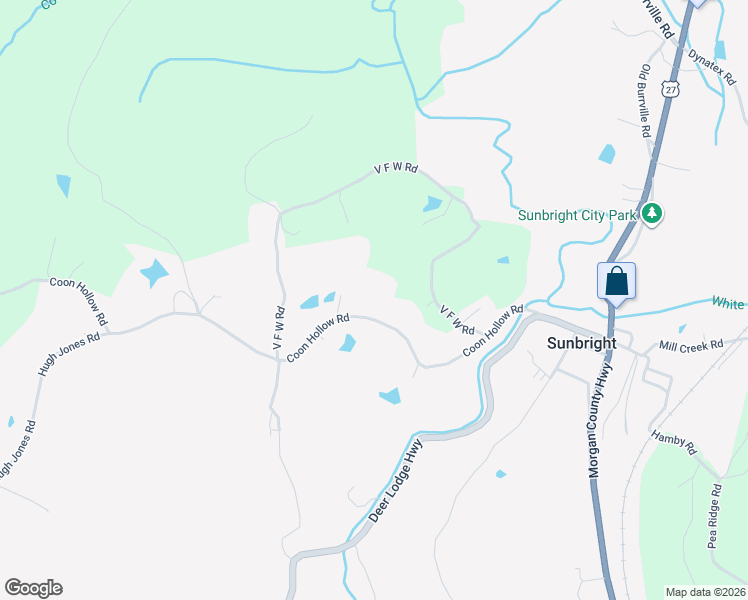 map of restaurants, bars, coffee shops, grocery stores, and more near 284 Hugh Jones Road in Sunbright