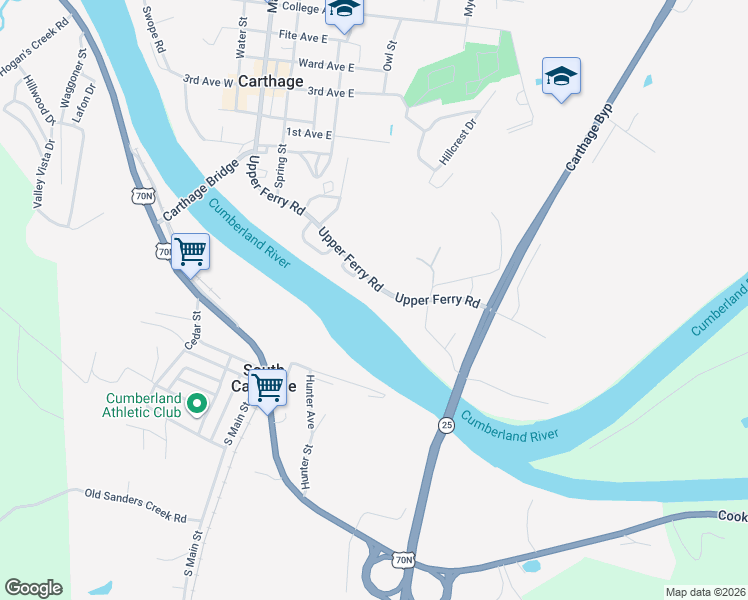 map of restaurants, bars, coffee shops, grocery stores, and more near 818 Upper Ferry Rd in Carthage