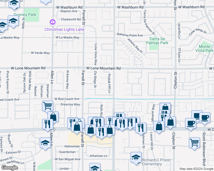 map of restaurants, bars, coffee shops, grocery stores, and more near 2923 Walrus Islands Court in North Las Vegas