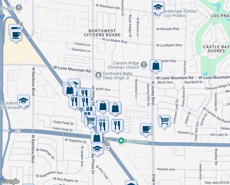 map of restaurants, bars, coffee shops, grocery stores, and more near 6272 Chimney Wood Avenue in Las Vegas