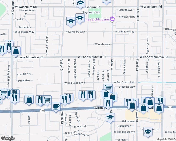 map of restaurants, bars, coffee shops, grocery stores, and more near 4001 Clove Tree Court in North Las Vegas
