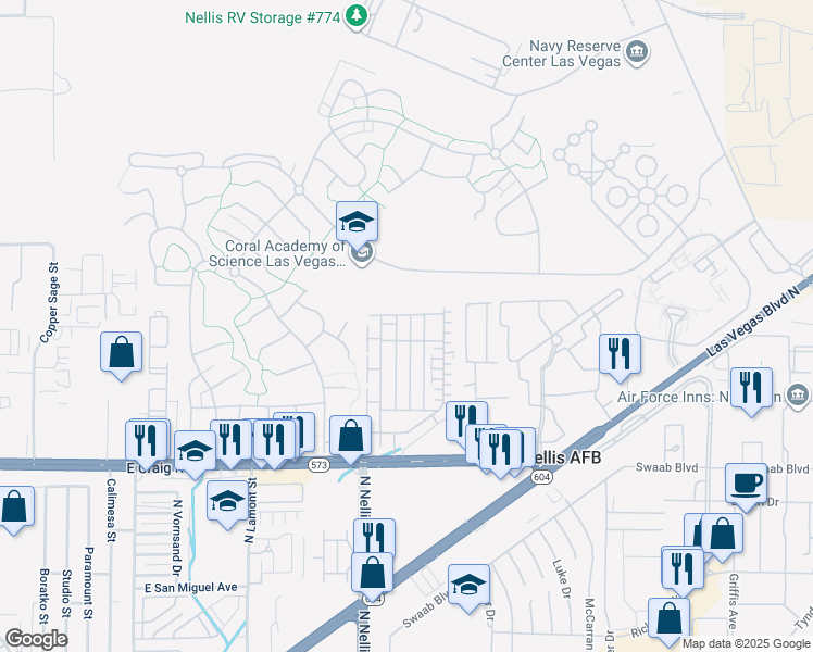 map of restaurants, bars, coffee shops, grocery stores, and more near 4641 Woolcomber Street in Las Vegas