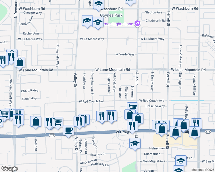 map of restaurants, bars, coffee shops, grocery stores, and more near 4001 Clove Tree Court in North Las Vegas