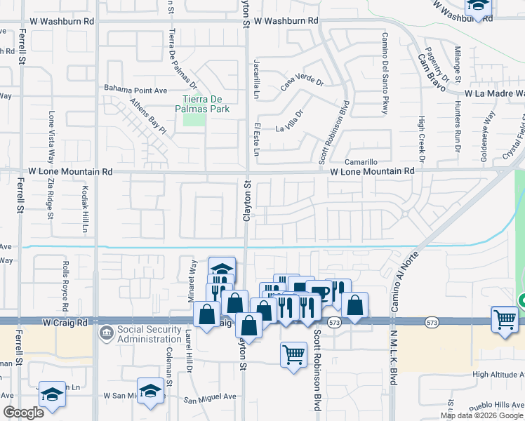 map of restaurants, bars, coffee shops, grocery stores, and more near 1941 Pondering Avenue in North Las Vegas
