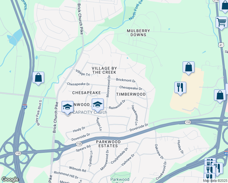 map of restaurants, bars, coffee shops, grocery stores, and more near 3008 Barbara Lynn Way in Nashville