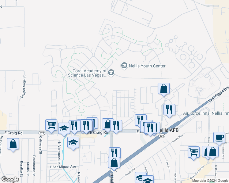 map of restaurants, bars, coffee shops, grocery stores, and more near 5109 Steep Cliffs Avenue in Las Vegas