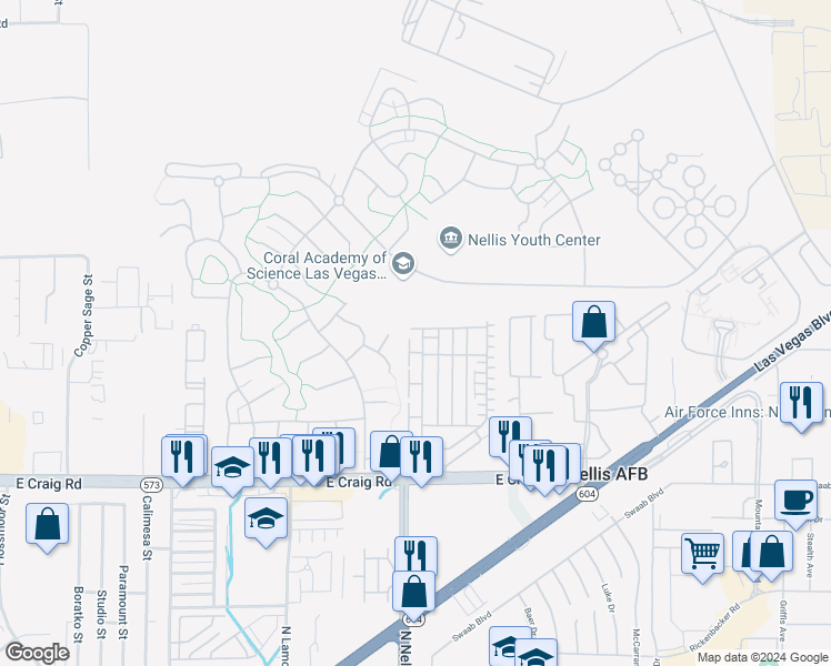 map of restaurants, bars, coffee shops, grocery stores, and more near 5109 Steep Cliffs Avenue in Las Vegas