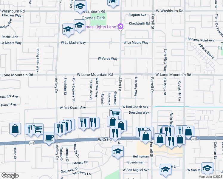 map of restaurants, bars, coffee shops, grocery stores, and more near 3800 Liberator Way in North Las Vegas