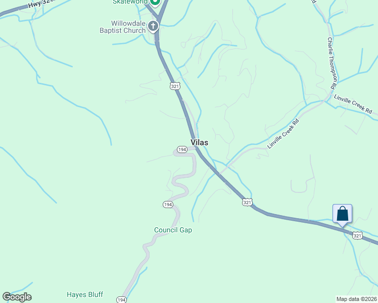 map of restaurants, bars, coffee shops, grocery stores, and more near 305 North Carolina 194 in Vilas