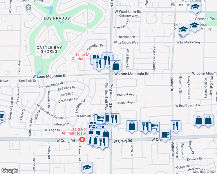 map of restaurants, bars, coffee shops, grocery stores, and more near in Las Vegas