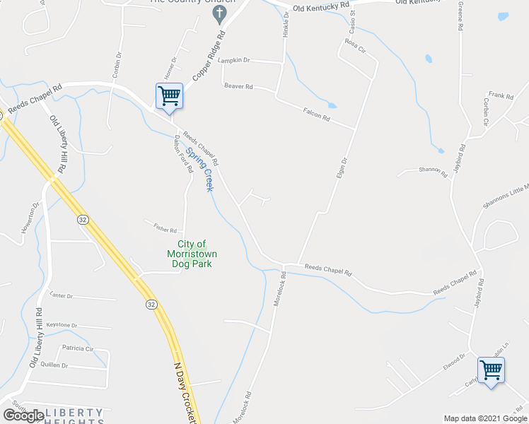 map of restaurants, bars, coffee shops, grocery stores, and more near 3454 Chris Circle in Morristown