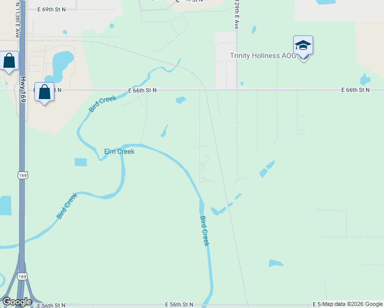 map of restaurants, bars, coffee shops, grocery stores, and more near 6221 North 129th East Avenue in Owasso